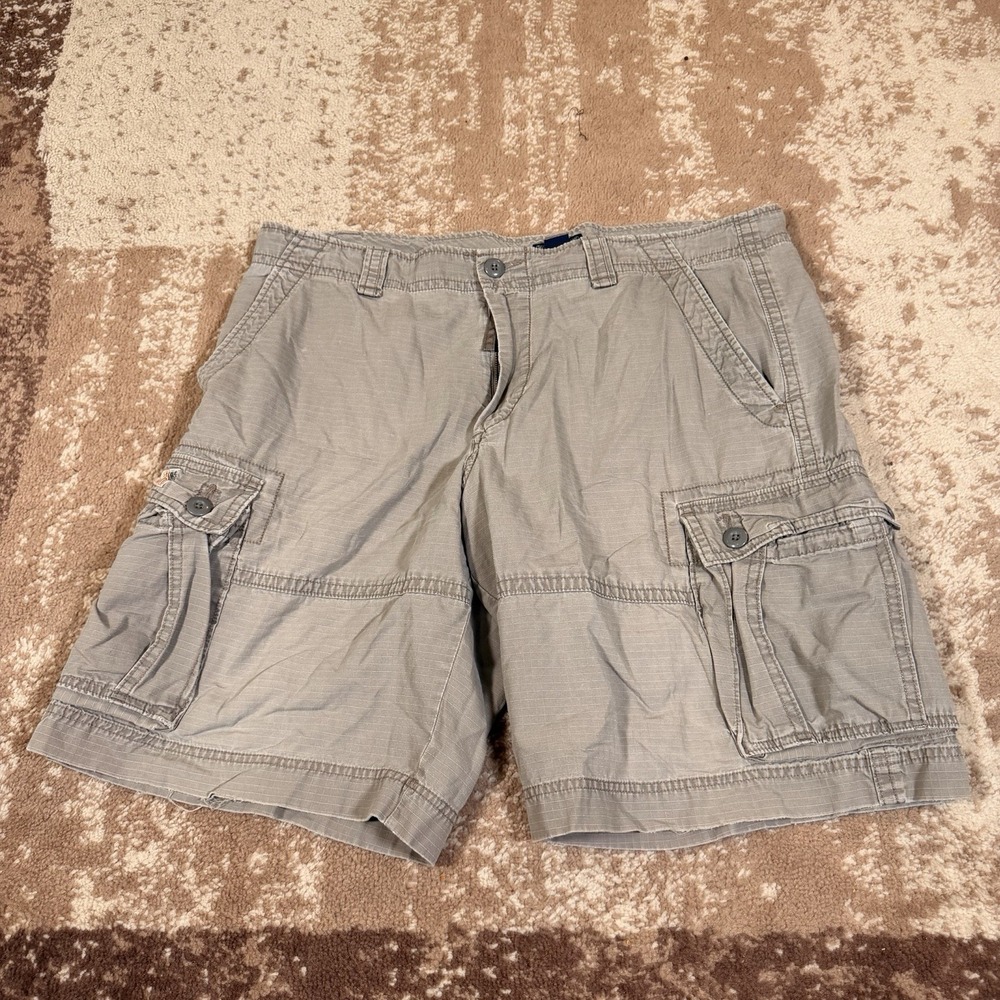 VTG POLO Ralph Lauren Cargo Shorts Mens 38 Gray Polo Jeans Logo Baggy Y2K
